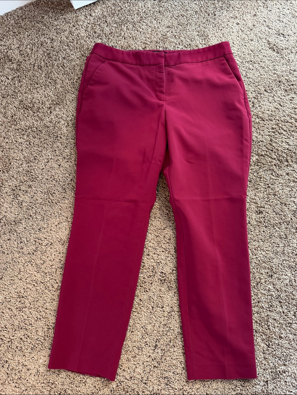 Express Tailored Straight-Leg Trousers in Berry
